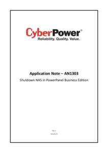 Application Note – AN1303 Shutdown NAS in PowerPanel Business Edition PowerPanel® Business Edition User’s Manual