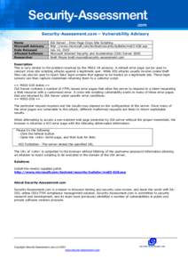Security-Assessment .com Security-Assessment.com – Vulnerability Advisory Name Microsoft Advisory Date Released