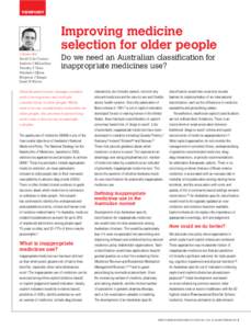 viewpoint  Improving medicine selection for older people J Simon Bell David G Le Couteur