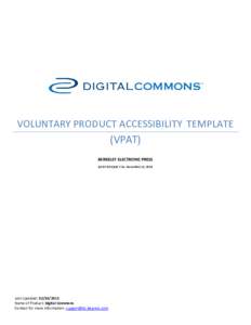 VOLUNTARY PRODUCT ACCESSIBILITY TEMPLATE  (VPAT) BERKELEY ELECTRONIC PRESS AS OF RELEASE 7.10, December 12, 2014