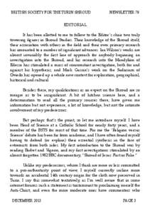 BRITISH SOCIETY FOR THE TURIN SHROUD  NEWSLETTER 78 EDITORIAL !