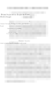 LNCSFrom Separation Logic to First-Order Logic