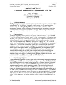 CREAM Computing, Data Formats, & Communications Michael DuVernois DRAFT 12 March 2002