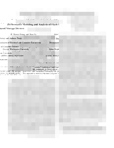 Performance Modeling and Analysis of Flash-based Storage Devices H. Howie Huang and Shan Li Alex Szalay and Andreas Terzis  Department of Electrical and Computer Engineering