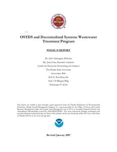 Title  OSTDS and Decentralized Systems Wastewater Treatment Program PHASE II REPORT Dr. Julie Harrington, Director