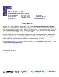 BELTRONICS, INC. Serving the Communications Industry sinceMAIN DUNSTABLE RD. NASHUA, NHPhone: (