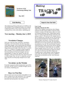 Newsletter of the Chattanooga Hiking Club MayClub Meeting