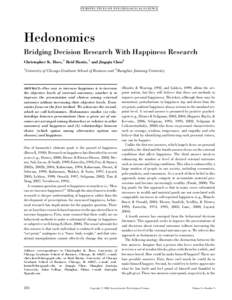 Hedonomics: Bridging Decision Research With Happiness Research