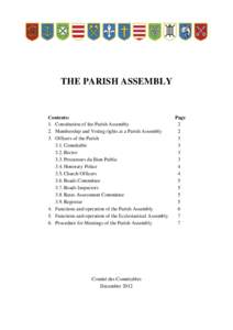 THE PARISH ASSEMBLY  Contents: 1. Constitution of the Parish Assembly 2. Membership and Voting rights at a Parish Assembly 3. Officers of the Parish