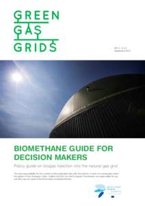 WP 2 / D 2.3 September 2013 Biomethane Guide for Decision Makers Policy guide on biogas injection into the natural gas grid