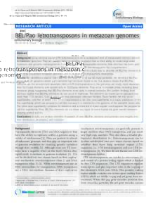 de la Chaux and Wagner BMC Evolutionary Biology 2011, 11:154 http://www.biomedcentral.com RESEARCH ARTICLE  Open Access