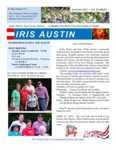 June/July 2017 — Vol. 26 #06/07 • ISA Volunteers Work in Garden • A.I.S. - S.L.I. Convention 2018 • Rhythm of the PrairieNelda Moore, Ken Fuchs, Editors