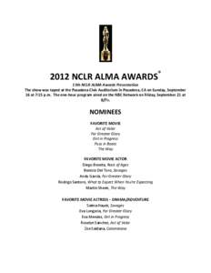 2012 NCLR ALMA AWARDS®  13th NCLR ALMA Awards Presentation