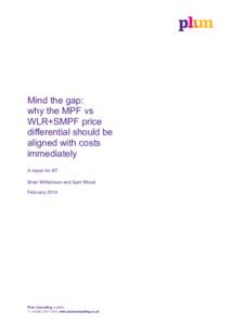 Mind the gap: why the MPF vs WLR+SMPF price differential should be aligned with costs immediately