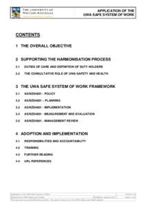 APPLICATION OF THE UWA SAFE SYSTEM OF WORK CONTENTS 1 THE OVERALL OBJECTIVE