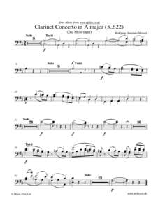 Sheet Music from www.mfiles.co.uk  Clarinet Concerto in A major (K.622) Solo  ? ## 3