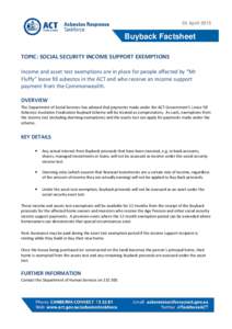 Social Security Income Support Exemptions Factsheet