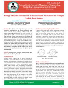 Energy Efficient Schemes for Wireless Sensor Networks with Multiple Mobile Base Station Sameer Muftah Amar Asayh Department of Electronics and Communication J.K Institute of Applied Physics and Technology University of A