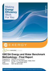 GBCSA Energy and Water Benchmark Methodology - Final Report Prepared for: Prepared by: Date: Reference:
