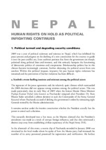 144  The state of human rights in ten Asian nationsN E P A L HUMAN RIGHTS ON HOLD AS POLITICAL
