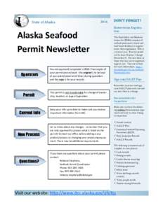 State of AlaskaAlaska Seafood Permit Newsletter