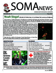 SOMANEWS SONOMA COUNTY MYCOLOGICAL ASSOCIATION VOLUME 26 : 9						  May 2014