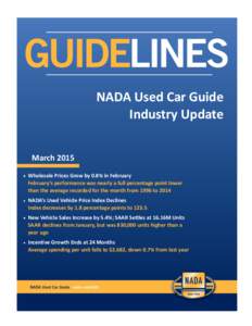 NADA Used Car Guide Industry Update March 2015   Wholesale Prices Grow by 0.8% in February