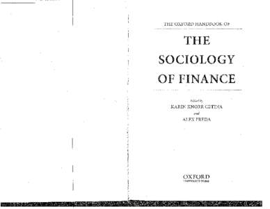THE OXFORD HANDBOOK OF  THE SOCIOLOGY  OF FINANCE
