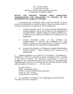 No[removed]DDRC Government of India Ministry of Social Justice and Empowerment Department of Disability Affairs NOTICE FOR