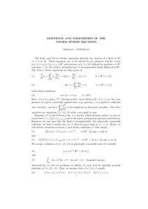 EXISTENCE AND SMOOTHNESS OF THE NAVIER–STOKES EQUATION CHARLES L. FEFFERMAN