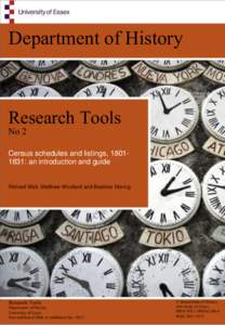 Department of History  Research Tools No 2  Census schedules and listings, [removed]: an introduction and guide
