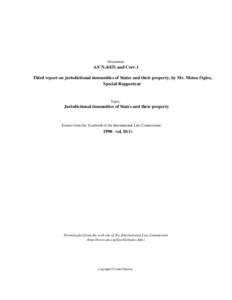 Document:-  A/CNand Corr.1 Third report on jurisdictional immunities of States and their property, by Mr. Motoo Ogiso, Special Rapporteur