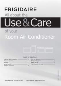All about the  Use &Care of your  Room Air Conditioner