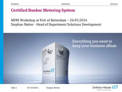 Products  Solutions Certified Bunker Metering System MFM Workshop at Port of Rotterdam – 