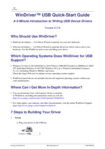 WinDriver™ USB Quick-Start Guide - A 5-Minute Introduction to Writing USB Device Drivers