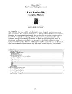 FINAL DRAFT Rare Species (RS) Sampling Methods Rare Species (RS) Sampling Method