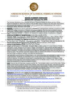 AMERICAN SCHOOL OF CLASSICAL STUDIES AT ATHENS FOUNDED 1881 www.ascsa.edu.gr  ASCSA SUMMER SEMINARS