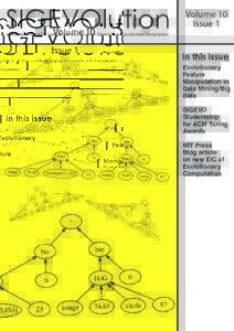SIGEVOlution  Volume 10 Issue 1  newsletter of the ACM Special Interest Group on Genetic and Evolutionary Computation