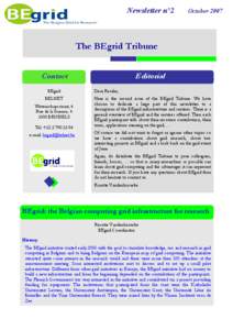 Newsletter n°2  October 2007 The BEgrid Tribune Contact