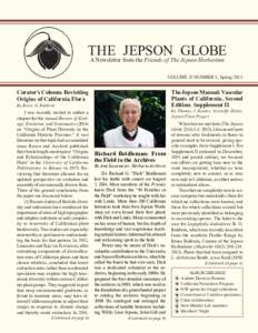 THE JEPSON GLOBE A Newsletter from the Friends of The Jepson Herbarium VOLUME 25 NUMBER 1, Spring 2015