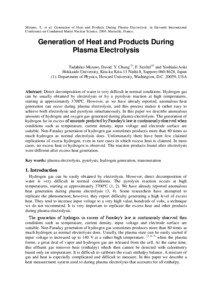 Mizuno, T., et al. Generation of Heat and Products During Plasma Electrolysis. in Eleventh International Conference on Condensed Matter Nuclear Science[removed]Marseille, France.