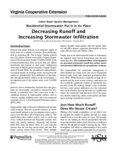 PUBLICATION[removed]Urban Water Quality Management Residential Stormwater: Put It in Its Place