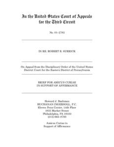 In the United States Court of Appeals for the Third Circuit No. 01–2783 ______________________________________________________  IN RE: ROBERT B. SURRICK