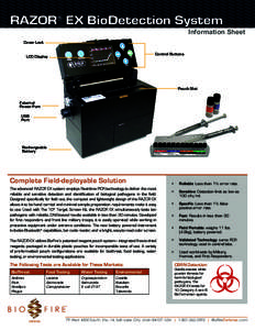 RAZOR® EX BioDetection System Information Sheet Cover Lock Control Buttons  LCD Display