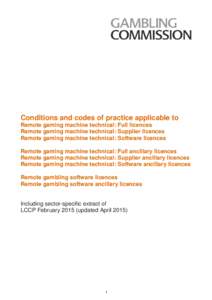 Licence Conditions and Codes of Practice updated January 2011