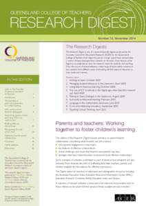 QUEENSLAND COLLEGE OF TEACHERS  RESEARCH DIGEST Number 10, November[removed]The Research Digests