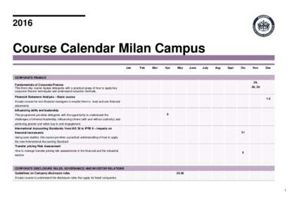 2016  Course Calendar Milan Campus Jan  Feb
