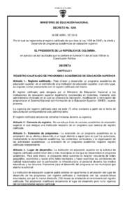 REPÚBLICA DE COLOMBIA I MINISTERIO DE EDUCACIÓN NACIONAL DECRETO NoDE ABRIL DE 2010