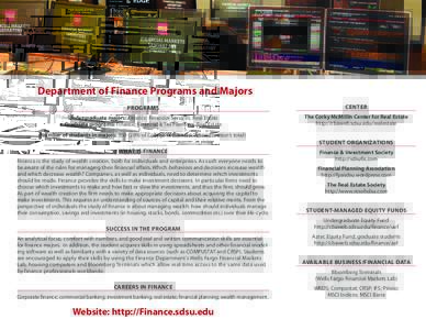 Financial District /  San Francisco / Wells Fargo / Finance / Financial modeling / Investment banking / Bloomberg L.P. / James Madison University College of Business / Financial services / LSU Department of Finance / University Finance Lab