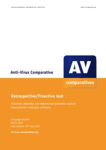 Anti‐Virus Comparative ‐ Retrospective test – March 2012   www.av‐comparatives.org  Anti-Virus Comparative